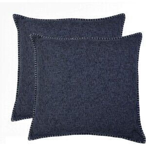 NEW Set of 2 Thro by Marlo Lorenz Georgetown Pillow Covers 20" x 20" Indigo Blue
